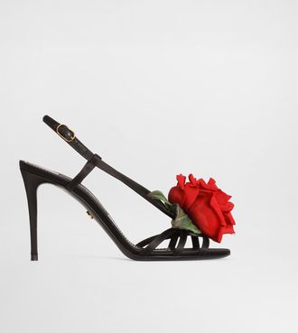 Dolce & Gabbana Satin Sandal With Flower - Woman Sandals And Wedges Multi-colored 36.5