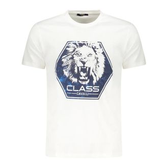 Cavalli T-Shirts, male, White, Size: 2XL Short Sleeve T-Shirt
