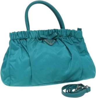 Prada Pre-owned Handbags, female, Blue, Size: ONE SIZE Pre-owned Vintage Nylon Handbag