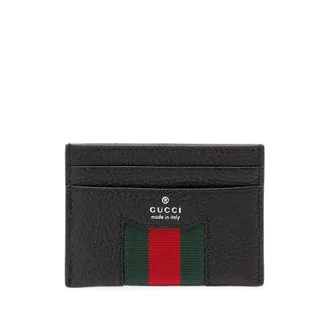 Gucci Web-detail Grained Leather Card Holder