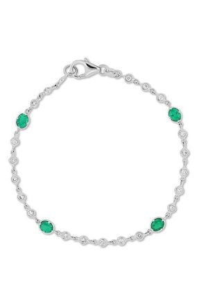 Bony Levy 18K Gold El Mar Emerald & Diamond Tennis Bracelet in 18Kw at Nordstrom, Size 7