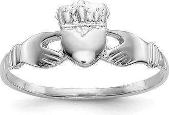 Diamond2Deal 14k White Gold Ladies Claddagh Ring