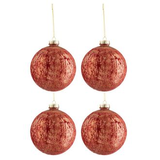 Jolipa Caja de 4 adornos navide&ntilde;os de cristal burdeos 12x12x12 cm