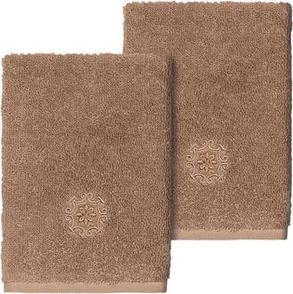 Linum Home Textiles 100% Turkish Cotton Alyssa 2Pc Embellished Washcloth Set
