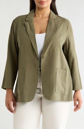 Max Studio Oversize Brushed Twill Blazer in Sage at Nordstrom Rack, Size 1X