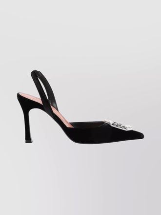 Amina Muaddi velvet embellished slingback pumps