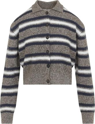 Brunello Cucinelli Gestreepte Trui - Dames - Vesten - Bruin - M - Truien & Vesten