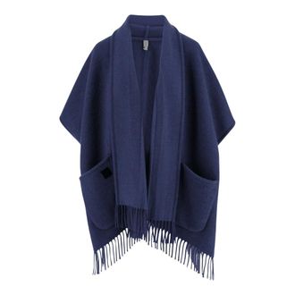 Ferragamo Cashmere Cape - female - Ferragamo - Ponchos - Blue - ONE SIZE - Jackets