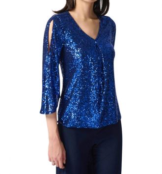 Joseph Ribkoff Sparkle Top In Navy/royal
