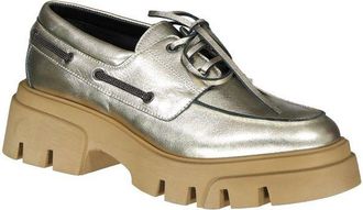 Brunello Cucinelli Womens Gold Leather Platform Loafers