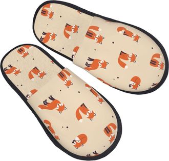 Generic Slippers For Women Vintage Cute Little Red Fox Slippers Warm Lightweight MenS Warm Slip On Slipper, For Home, Indoor Outdoor, Hotel, L