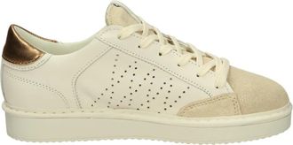 Panchic Schoenen, Dames, Beige, 40 EU, Katoen, Ivory Leather Low Top Sneakers