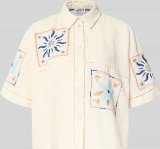 Jake*s Casual Boxy Fit Bluse aus Leinen-Baumwoll-Mix in Beige, Gr&ouml;&szlig;e 34