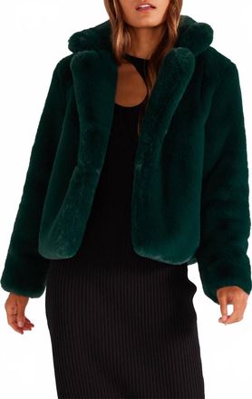 Minkpink Racquel Faux Fur Jacket In Dark Green