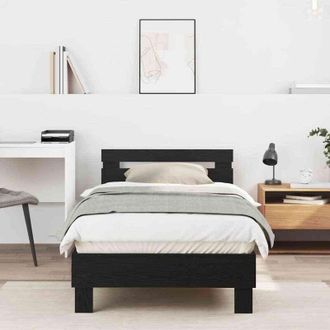 vidaXL Bed Frame with Headboard Black Oak 90 x 200 cm Engineered Wood Vidaxl