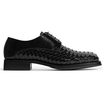 Bottega Veneta Smashed Intrecciato Leather Derby in Black at Nordstrom, Size 11Us
