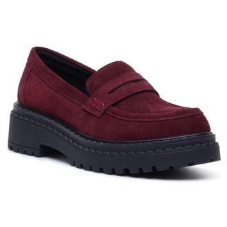 Hush Puppies Odessa Leren Dames Bordo Instappers