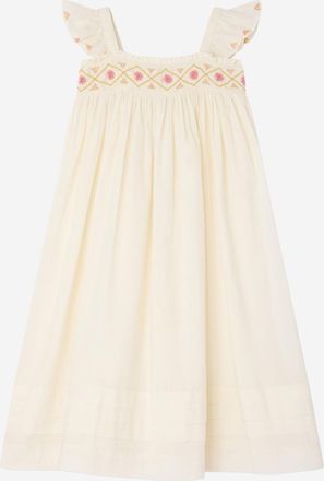 BONPOINT Girls Dress Laora White Organic Cotton