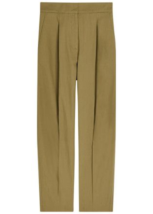 Joseph Paver Tapered-leg Cotton Trousers - Green - 44 (UK16 / XL)