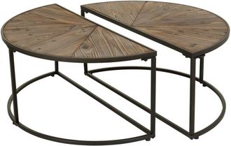 Wanderlust Deco Wanderlust Deco - Mesa De Centro Set 2pzas De Madera Y Metal Marron 91x45,5x40,5