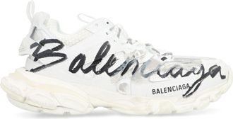 Balenciaga Womens Track Signature Low-Top Sneakers White Polyurethane Trainers