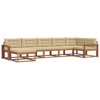 vidaXL Conjunto De Sof&aacute;s De Exterior Con Coj&iacute;n 7 Pcs Natural Y Beige Vidaxl