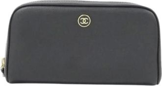 Chanel Pre-owned Clutches, female, Black, Size: ONE SIZE Pre-owned Vintage Leather Clutch