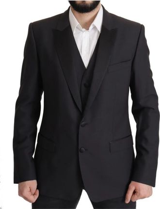 Dolce & Gabbana Donkerblauwe Single Breasted Martini Blazer - Heren - Blazers - Blauw - 2XL - Wol - Jassen
