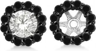 Allurez Round Cut Fancy Black Diamond Earring Jackets 14k White Gold (0.75ct)