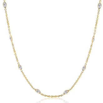 Pompeii3 3 1/4Ct Oval Shape Diamonds By The Yard Necklace 14K Yellow Gold Lab Grown 18