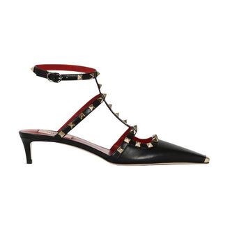 Valentino Rockstud Ankle Strap Sandal - Dames - Schoenen - Zwart - Maat: 37 1/2 EU Leer