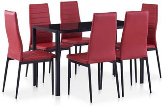 vidaXL Vidaxl - Conjunto de mesa y sillas de comedor 7 piezas color vino tinto