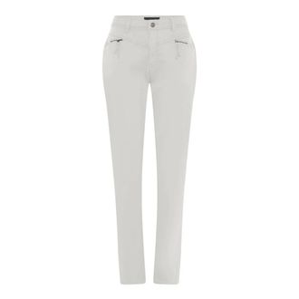 C.Ro Pantalones Blancos con Bot&oacute;n Delantero y Detalles de Cremallera - Jeans - Mujer - Blanco - S
