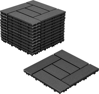 Vingo Swanew Piastrelle In Legno Wpc 44 X Piastrelle Per Terrazza 30 X 30 X 2,2 Cm, Antracite, 4 M&sup2; Piastrelle Ad Incastro, Piastrelle Per Balcone Resistent