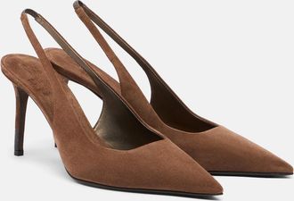 Brunello Cucinelli Monili suede slingback pumps