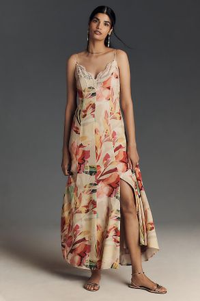 Hutch Baldwin Sleeveless Lace-Trim V-Neck Slip Maxi Dress