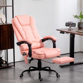 STILVORA Sedia Da Ufficio Ergonomica Massaggiante E Riscaldante, Massaggio A 7 Punti, Altezza E Schienale Regolabili, Rosa