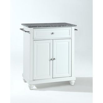 Crosley Furniture Cambridge Granite Top Portable Kitchen Island/Cart White/Gray