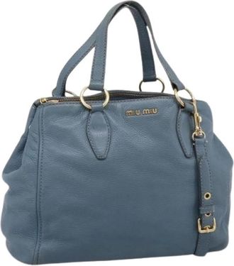 Miu Miu Pre-owned Tote Bag - Dames - Vintage Handtas - Blauw - ONE Size - Leer - Vintage
