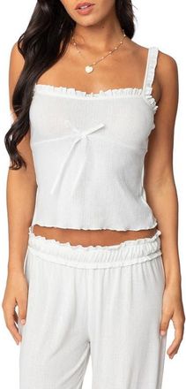 Edikted Sylvia Pointelle Tank in White at Nordstrom, Size Large