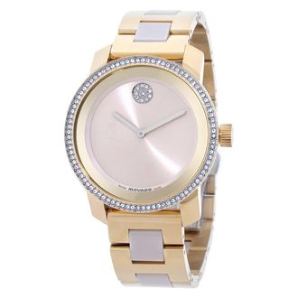 Movado Bold Quartz Crystal Champagne Dial Ladies Watch 3600882