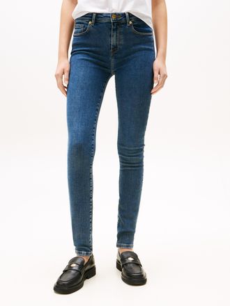 Tommy Hilfiger Skinny-fit-Jeans TOMMY HILFIGER DNM DEE COMO SKINNY RW, Damen, Gr. 34, L&auml;nge 30, blau (dunkelblau), Denim/Jeans, Obermaterial: 94% Baumwolle, 4% Elast