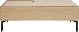 Miliboo Mesa De Centro Elevable De Madera Clara Y Metal Negro 102,5 Cm Seda