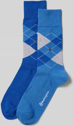 Burlington Socken mit Label-Applikation Modell Everyday Argyle im 2er-Pack in Blau, Größe 40-46