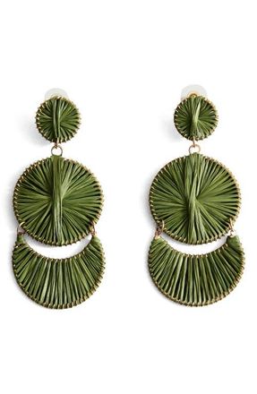 Mango Long Drop Earrings in Pastel Green at Nordstrom