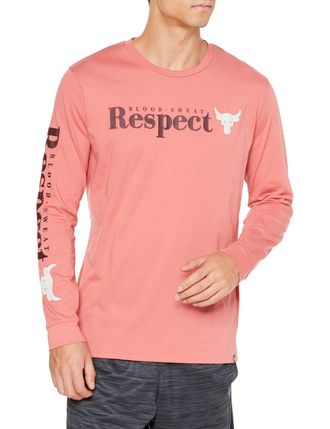Under Armour Mens Ua Pjt Rock Respect Ls Gym Top Pink L