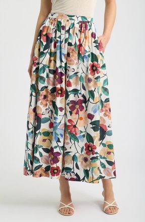 Cleobella Maeve Floral Organic Cotton Ankle Skirt in Andalusia Print at Nordstrom, Size X-Large