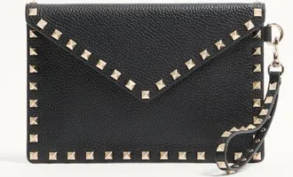 Valentino Garavani Pouch Rockstud In Vitello Granato Donna NERO UNI