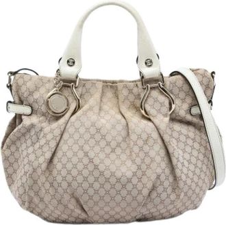 Celine Pre-owned Canvas Satchel - Dames - Vintage Schoudertas - Beige - ONE Size - Leer - Vintage