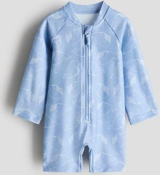 H&M Upf 50 Swimsuit in Light Blue/whales at Nordstrom, Size 9-12M